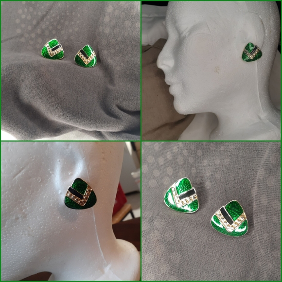 Vtg 80's Triangle V Earrings - Picture 2 of 9